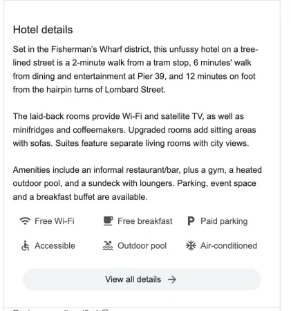 Example of a GBP hotel descritpion